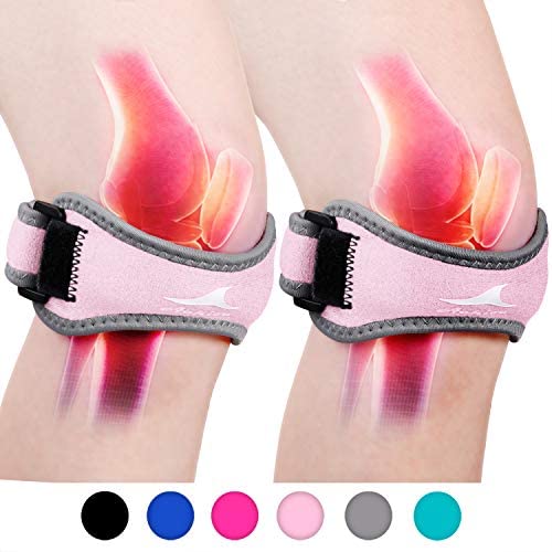 Patella Tendon Knee Strap 2 Pack, Knee Pain Relief Support Brace Hiking,  Soccer, Basketball, Running, Jumpers Knee, Tennis, Tendonitis, Volleyball 