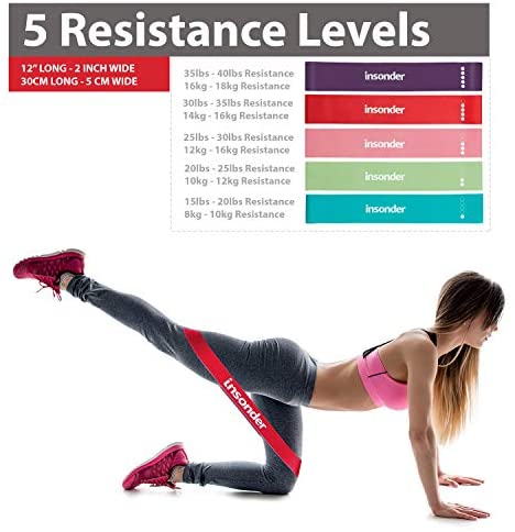Resistance Looped Bands set of 4 Latex Free Glute and Fitness